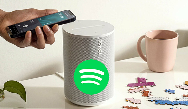 Where in the sonos app can I see the name of the spotify playlist that is  playing?
